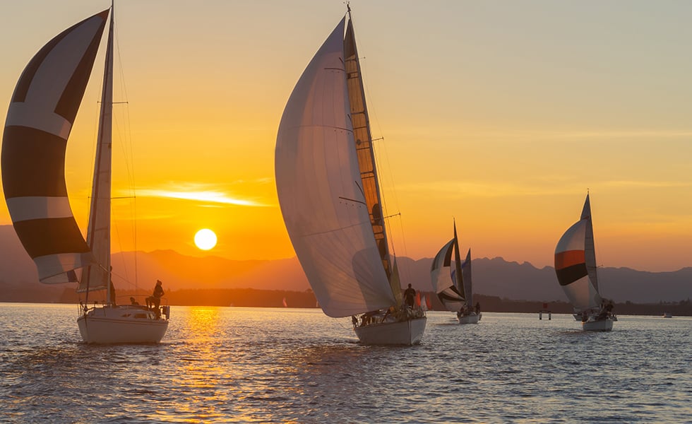 boats on water at sunset near Wayfafer Apartments Marina del Rey